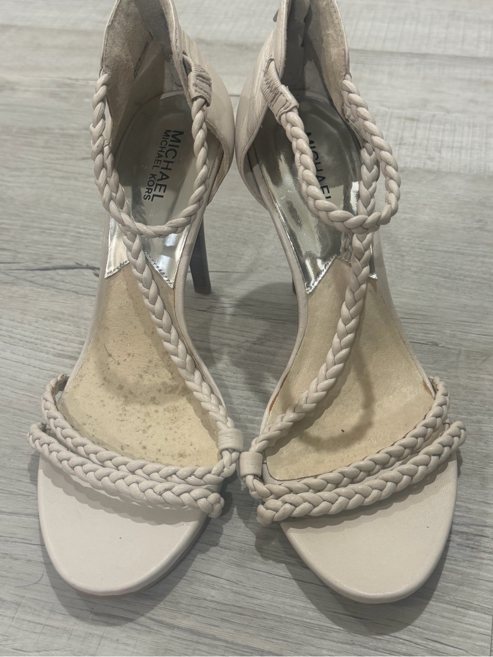Michael Kors Women's Braided Strap Beige High Heel Sandals size 11